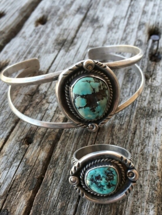 Jewelry - Sterling Silver Vintage Turquoise Cuff & Ring SET